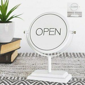 OPEN - CLOSED Tabletop Flip Metal Sign